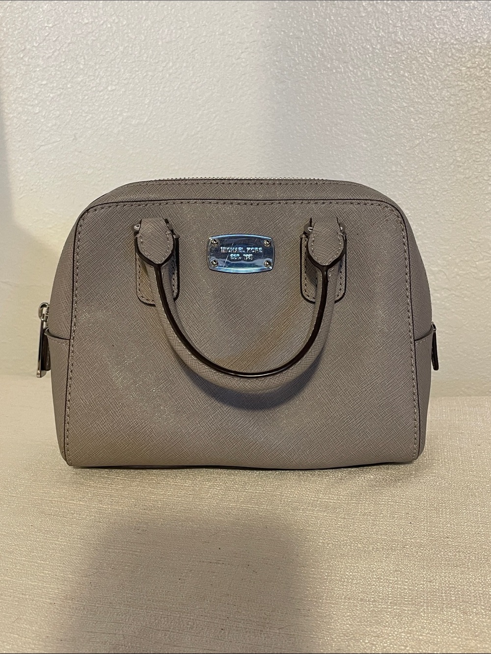 Michael Kors Taupe Saffiano Dome Satchel Handbag